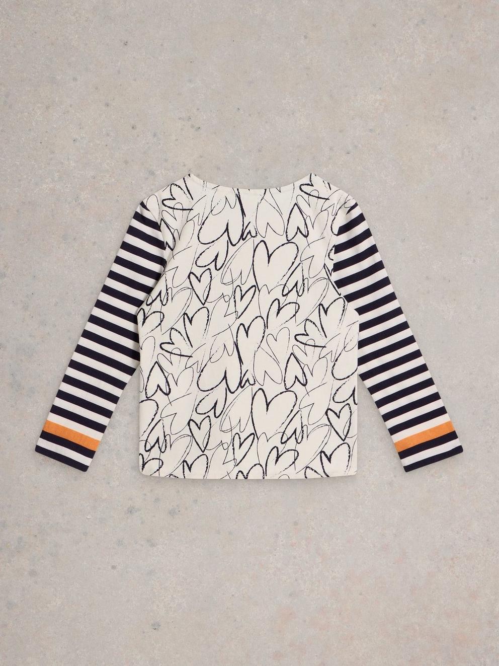 Girls Heart Stripe Tee in WHITE MLT - FLAT BACK
