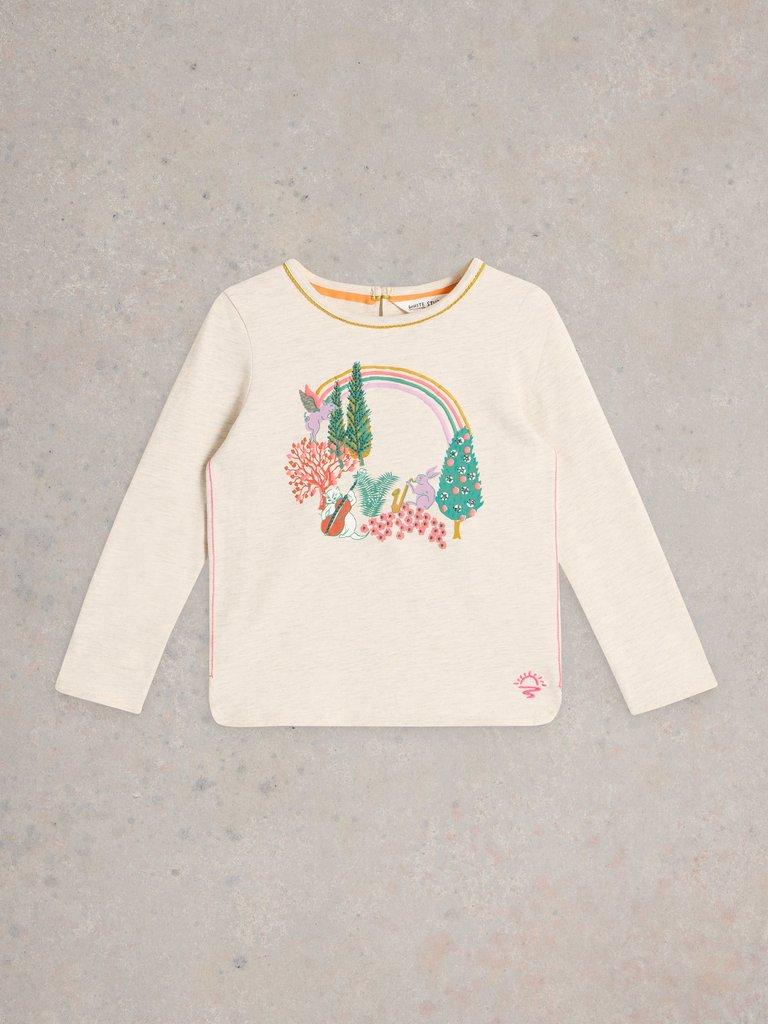 Girls Woodland Graphic Tee in NAT PR - FLAT FRONT