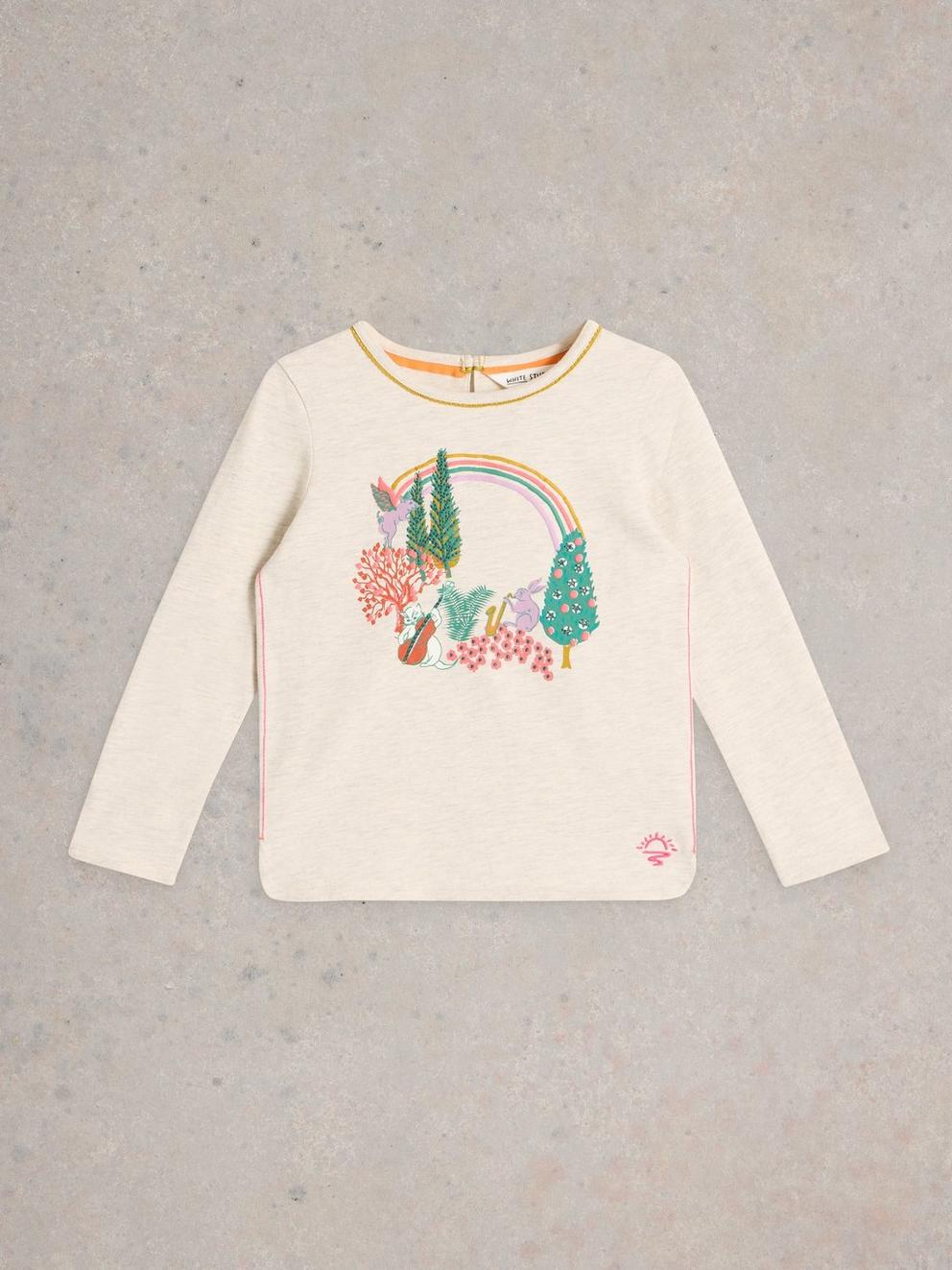 Girls Woodland Graphic Tee in NAT PR - FLAT FRONT