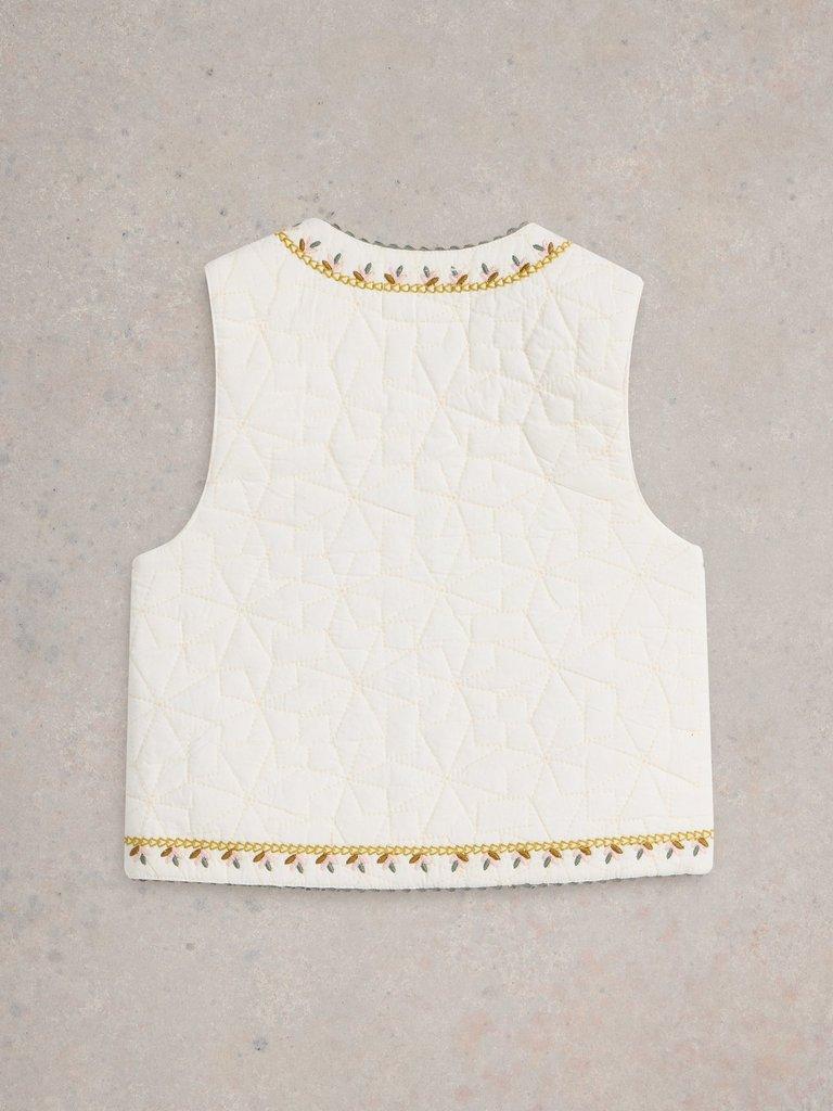 Kids Embroidered Gilet in NAT MLT - FLAT BACK