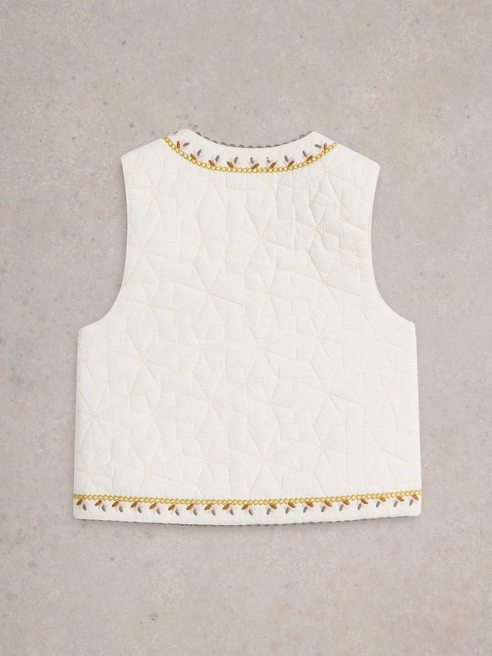 Kids Embroidered Gilet in NAT MLT - FLAT BACK