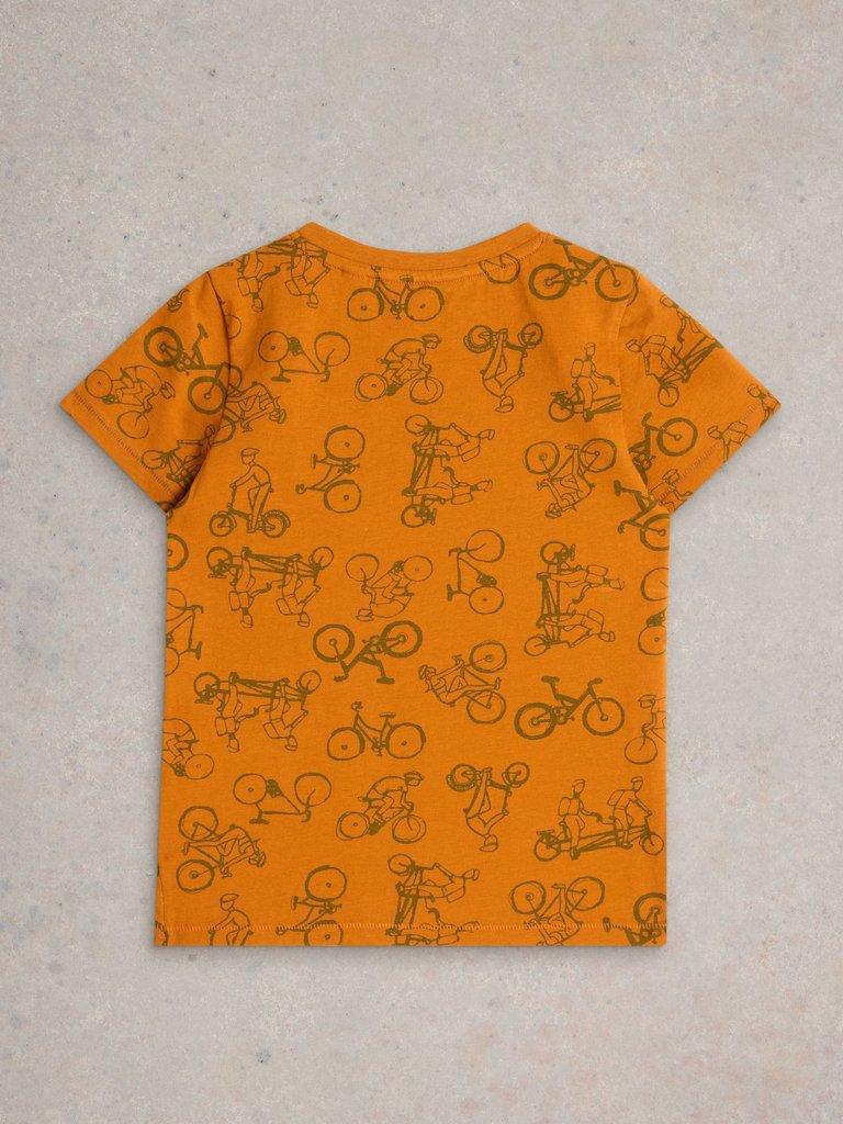 SS Bike Print Tee in ORANGE MLT - FLAT BACK