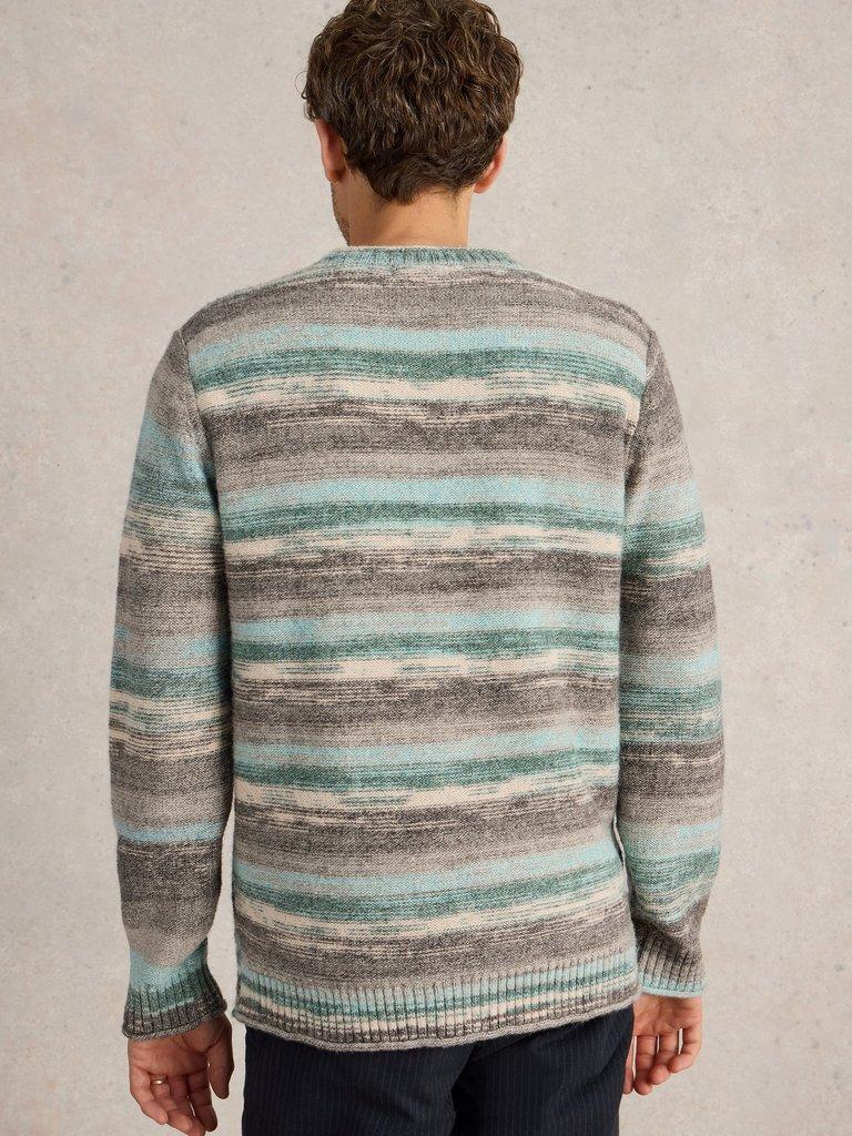 Spacedye Knitted Jumper in BLUE MLT - MODEL BACK