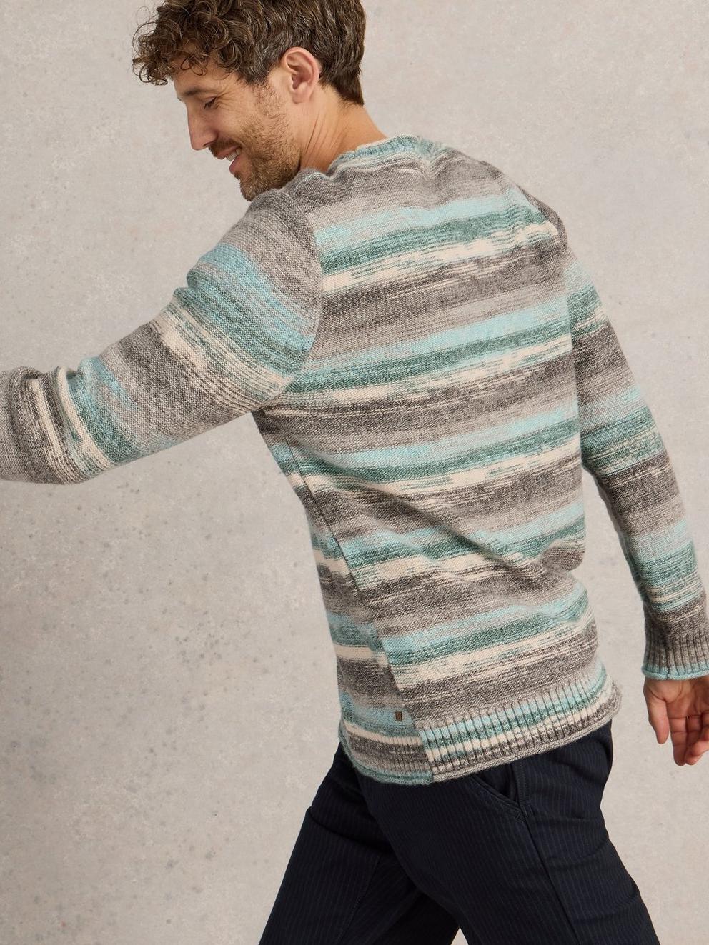 Spacedye Knitted Jumper in BLUE MLT - MODEL DETAIL