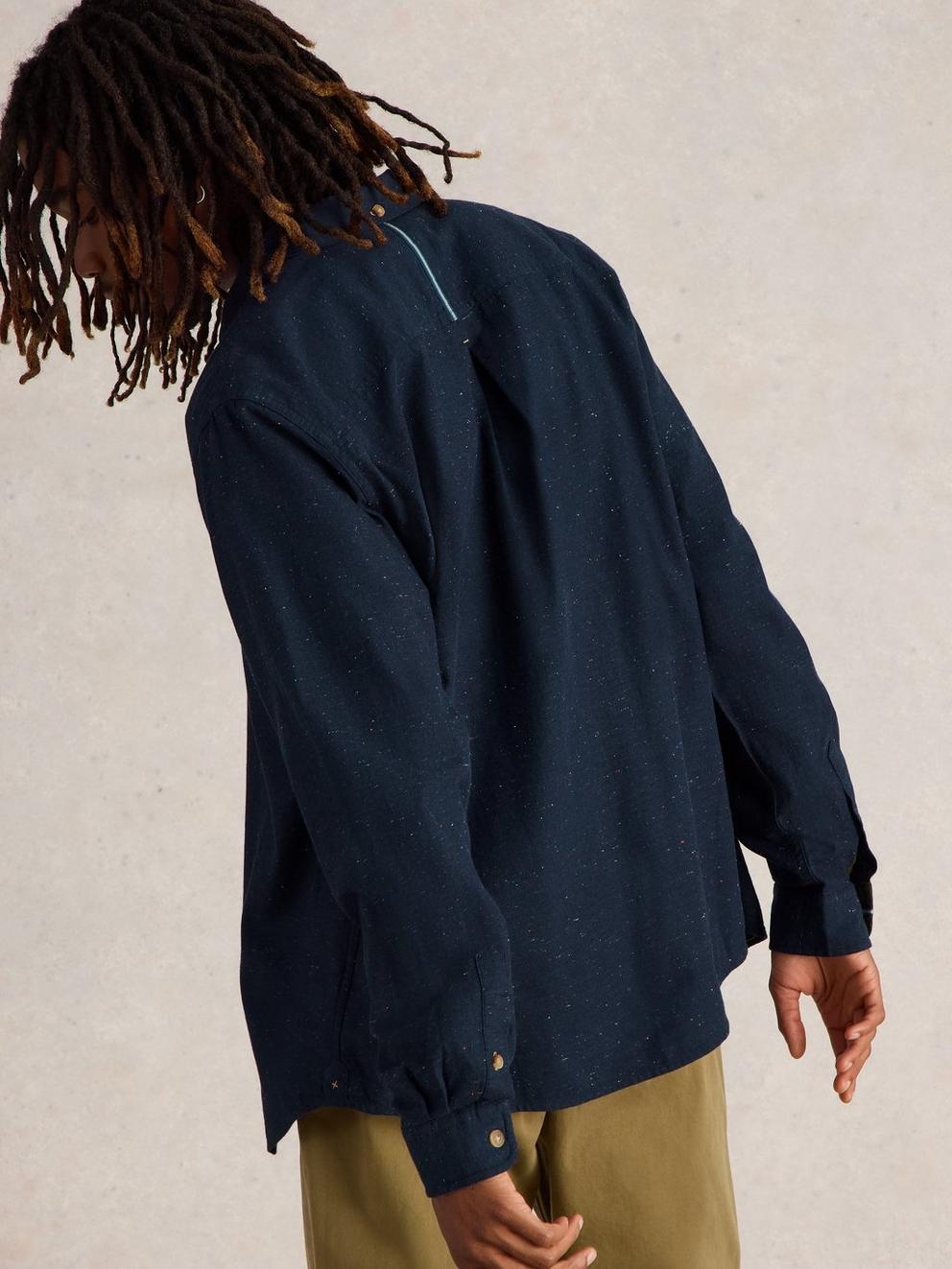 Nep Oxford Shirt in DARK NAVY - MODEL BACK