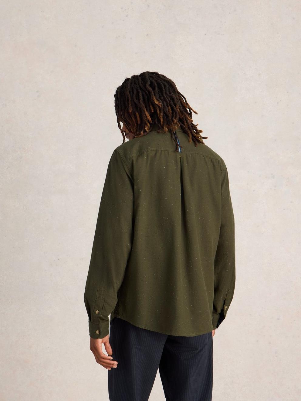Nep Oxford Shirt in KHAKI GRN - MODEL BACK