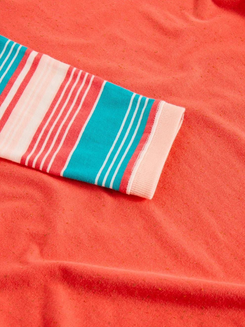 CLARA NEP LONG SLEEVE TEE in MID CORAL - FLAT DETAIL