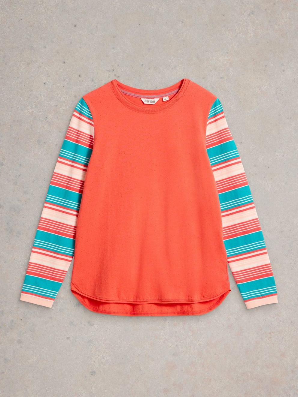 CLARA NEP LONG SLEEVE TEE in MID CORAL - FLAT FRONT
