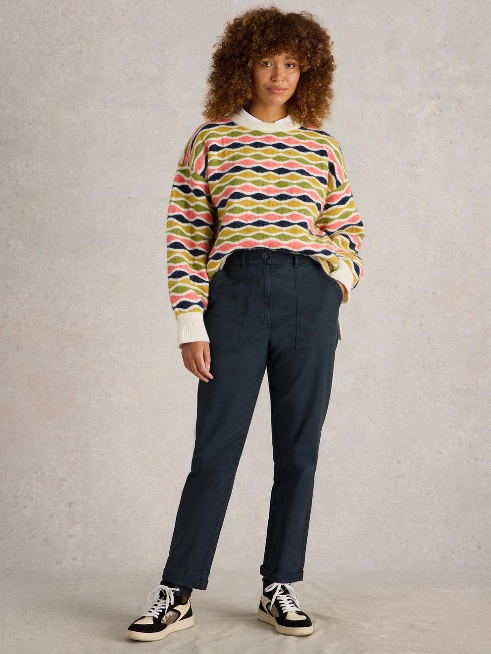Tucker Chino Trouser in DARK NAVY - MODEL FRONT