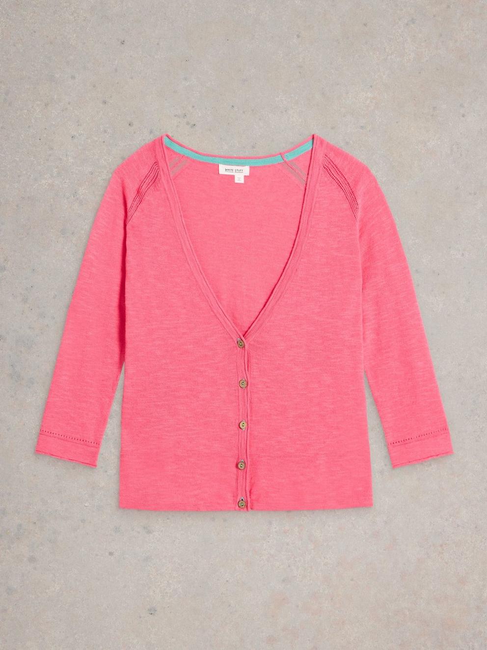 NARIA CARDI in BRT PINK - FLAT FRONT