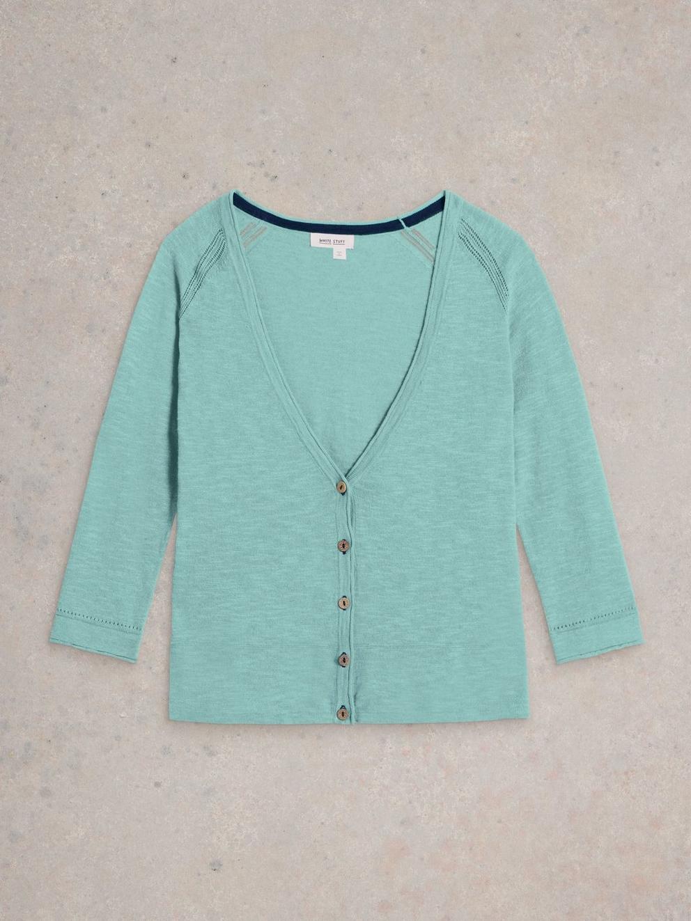 NARIA CARDI in MID BLUE - FLAT FRONT