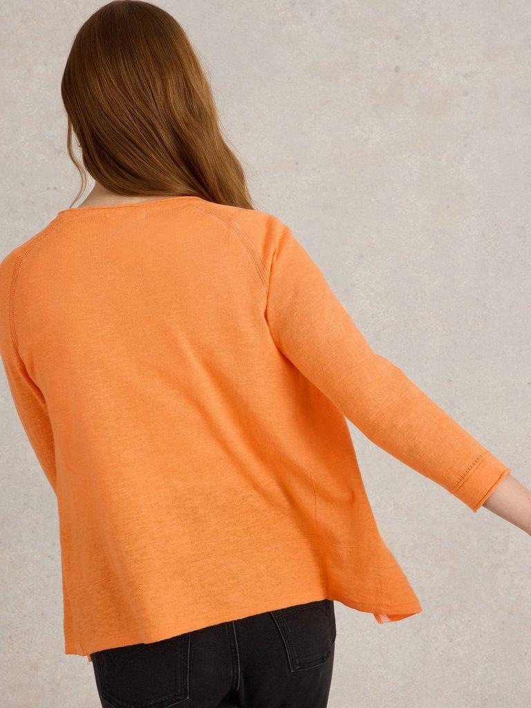 NARIA CARDI in MID ORANGE - MODEL BACK