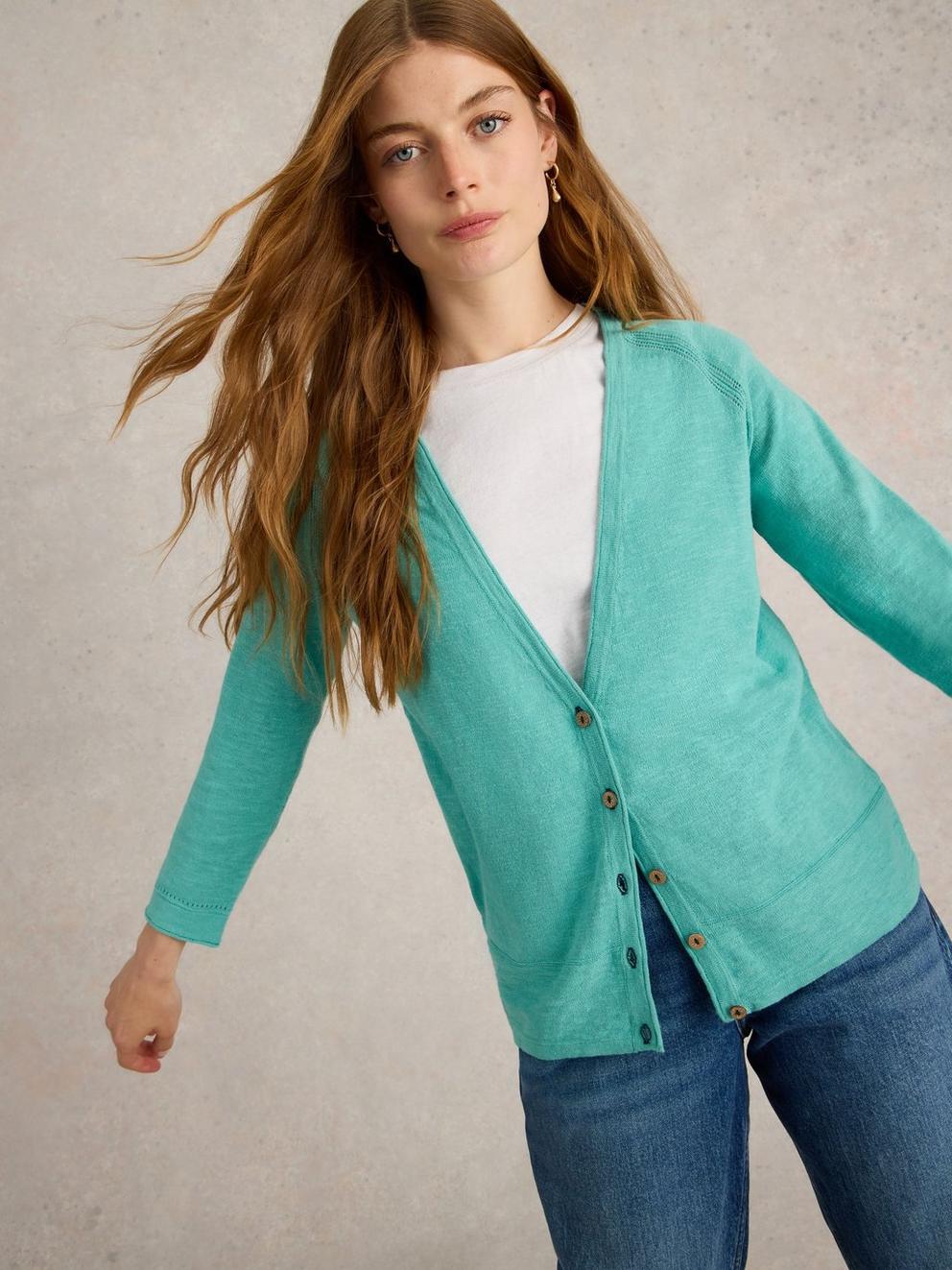 NARIA CARDI in MID TEAL - LIFESTYLE