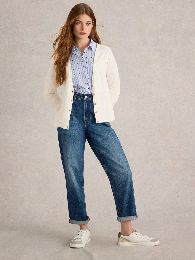 NARIA CARDI in NAT WHITE - MODEL FRONT