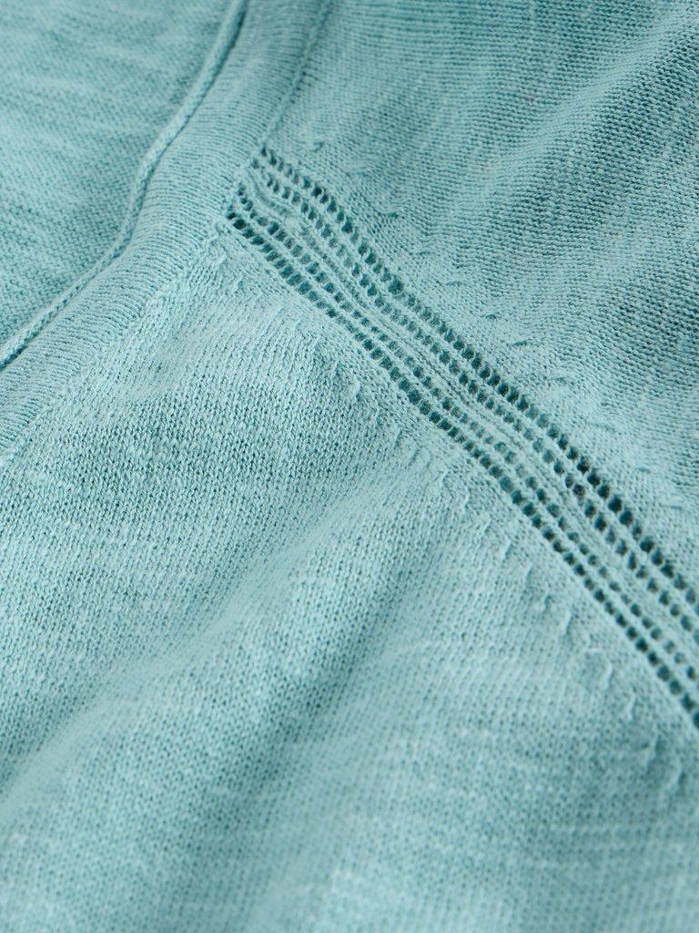 NARIA LONGLINE CARDI in MID BLUE - FLAT DETAIL