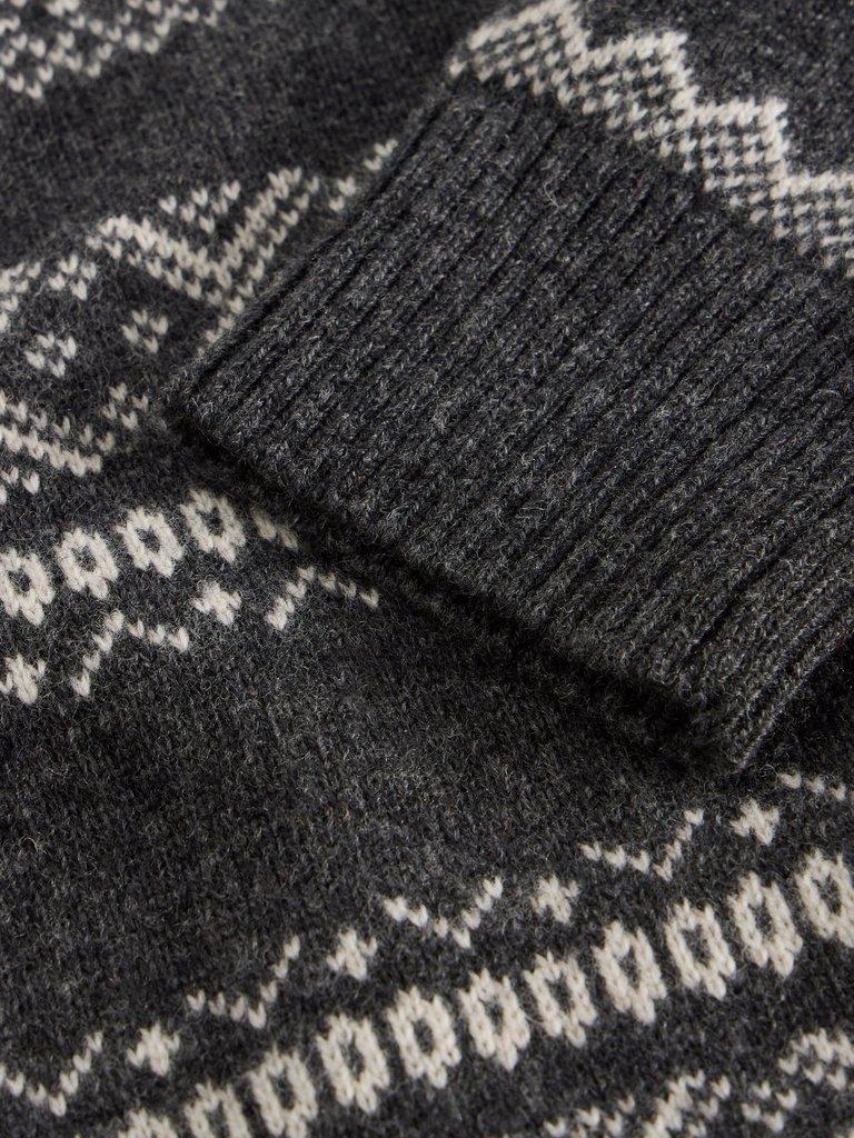 Monochrome Fairisle Jumper in GREY MLT - FLAT DETAIL
