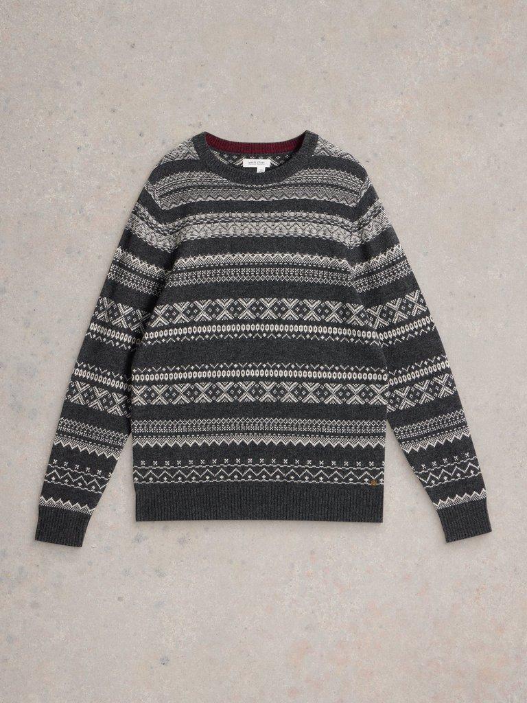 Monochrome Fairisle Jumper in GREY MLT - FLAT FRONT
