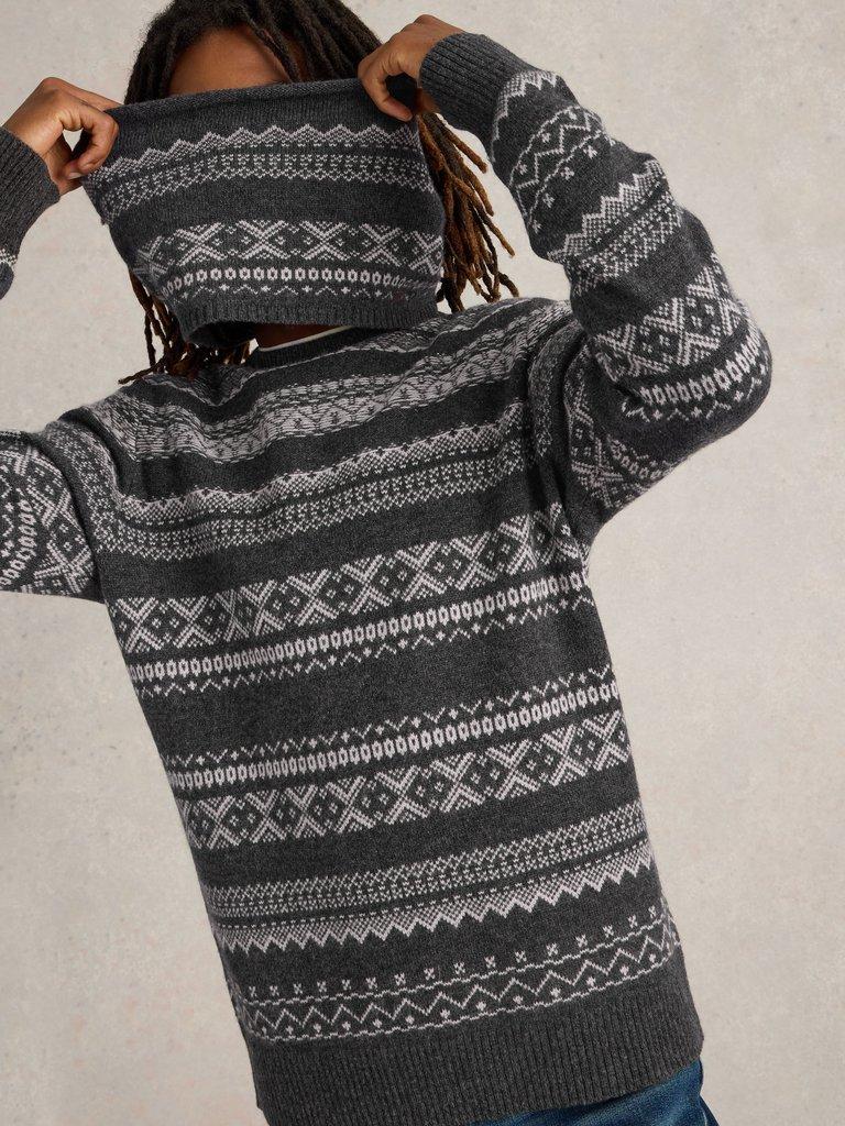 Monochrome Fairisle Jumper in GREY MLT - LIFESTYLE