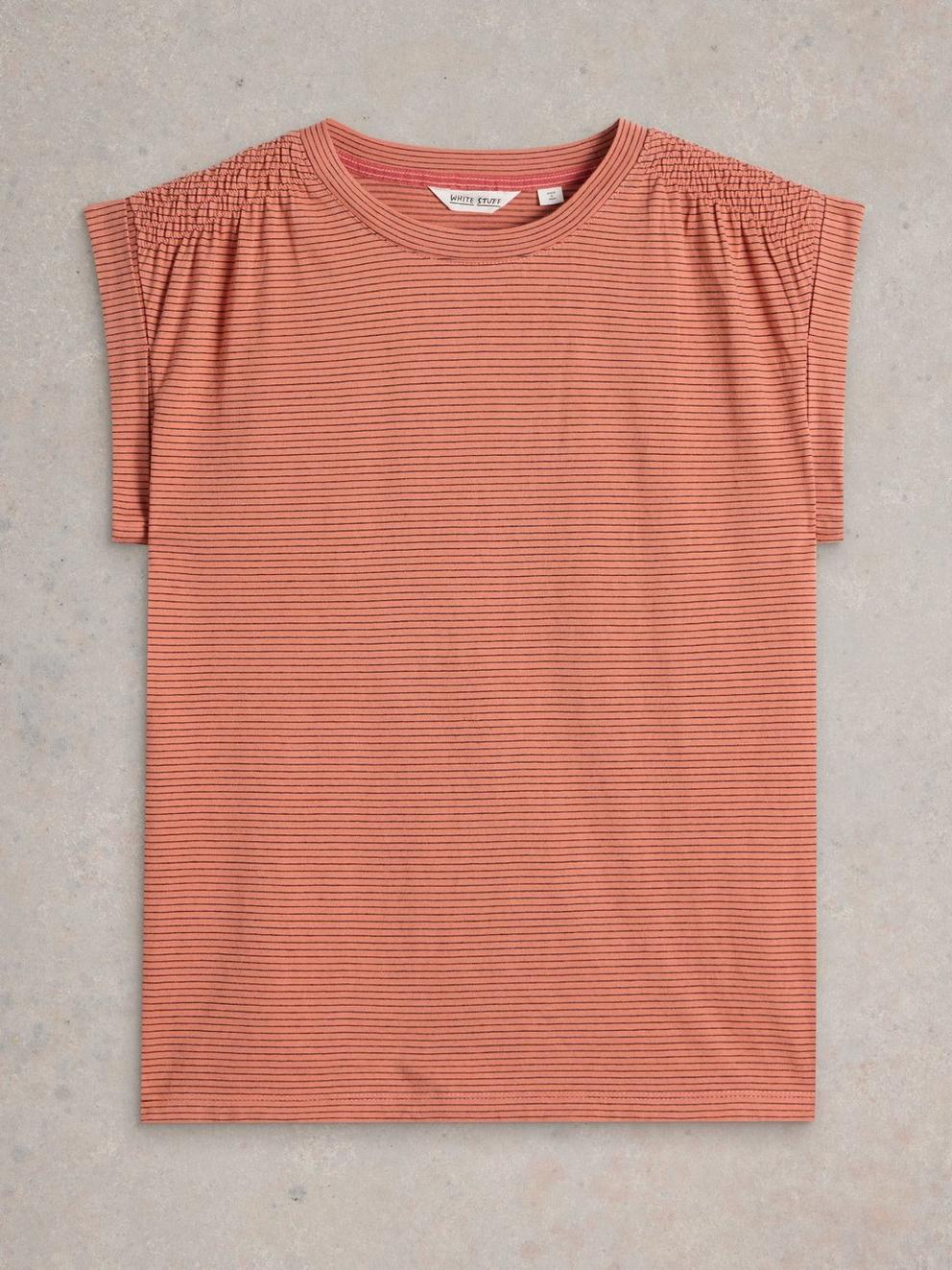 CLAUDIA TEE in CORAL MLT - FLAT FRONT