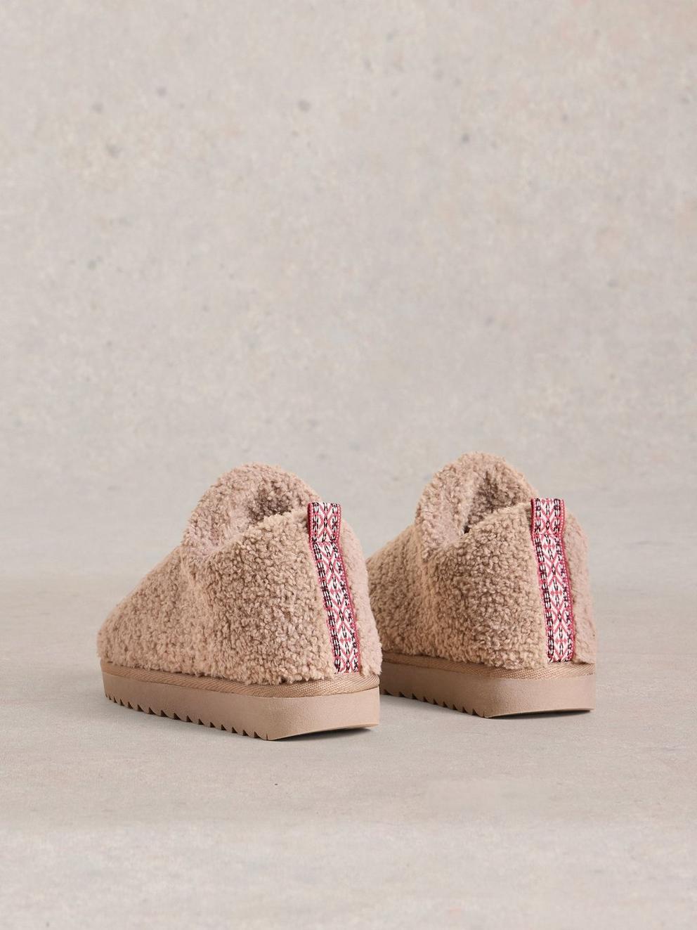 Borg Slipper Bootie in DK NAT - FLAT BACK