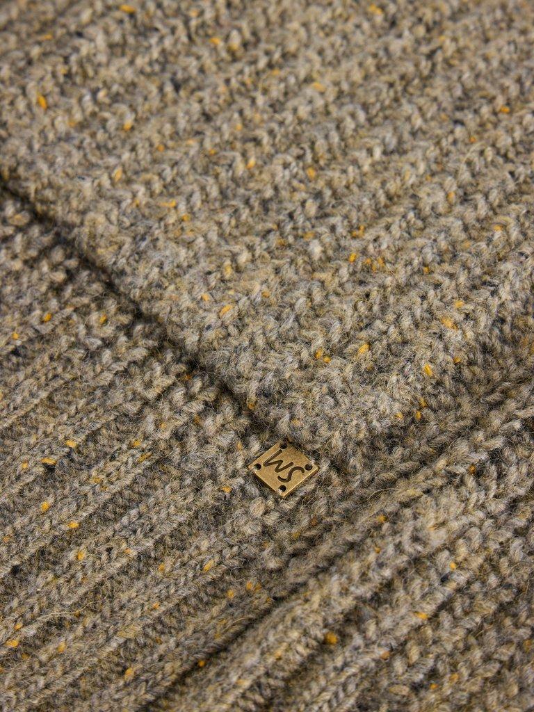 Shawl Neck Nep Wool Cardigan in NAT MLT - FLAT DETAIL