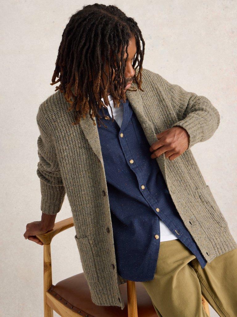 Shawl Neck Nep Wool Cardigan in NAT MLT - LIFESTYLE