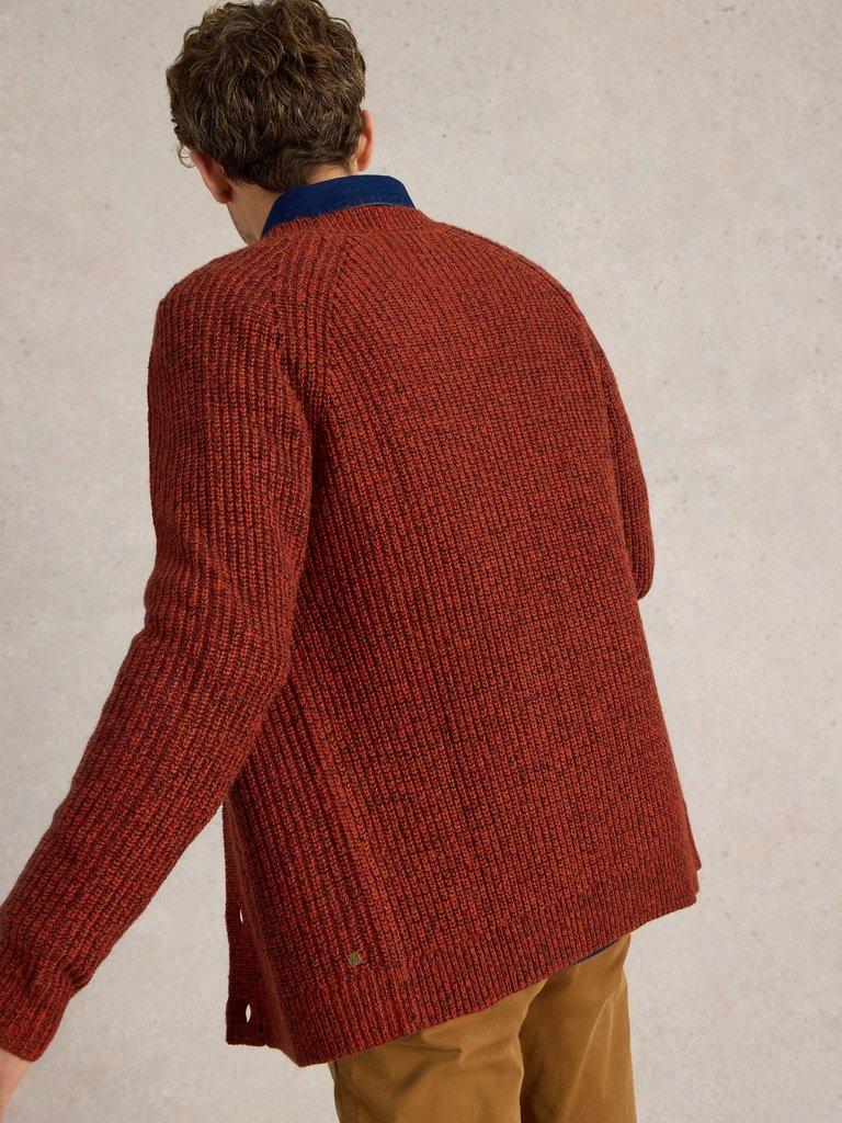 Twisted Cardigan in DK ORANGE - MODEL BACK