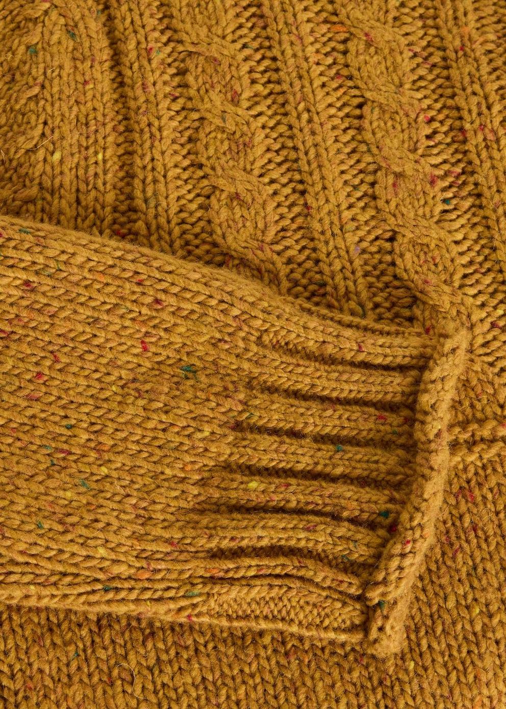 Cable Mix Wool Crew Neck in MID YELLOW - FLAT DETAIL