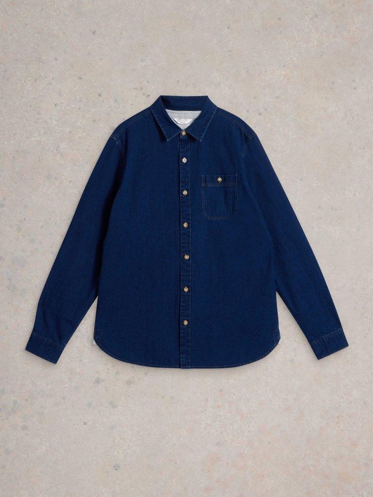 Denim Shirt in MID DENIM - FLAT FRONT