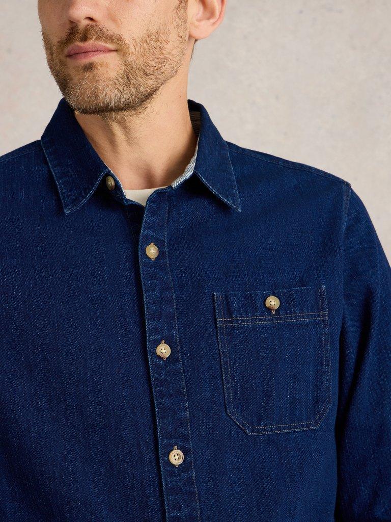 Denim Shirt in MID DENIM - MODEL FRONT