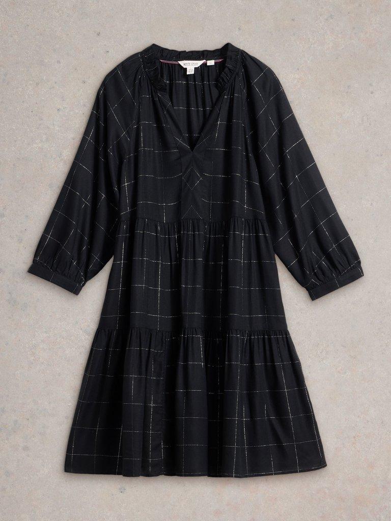 Orla Check Dress in BLK MLT - FLAT FRONT