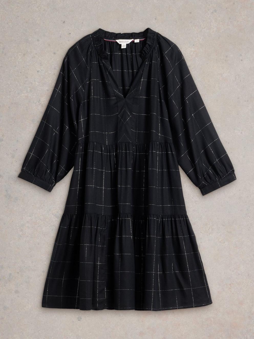 Orla Check Dress in BLK MLT - FLAT FRONT