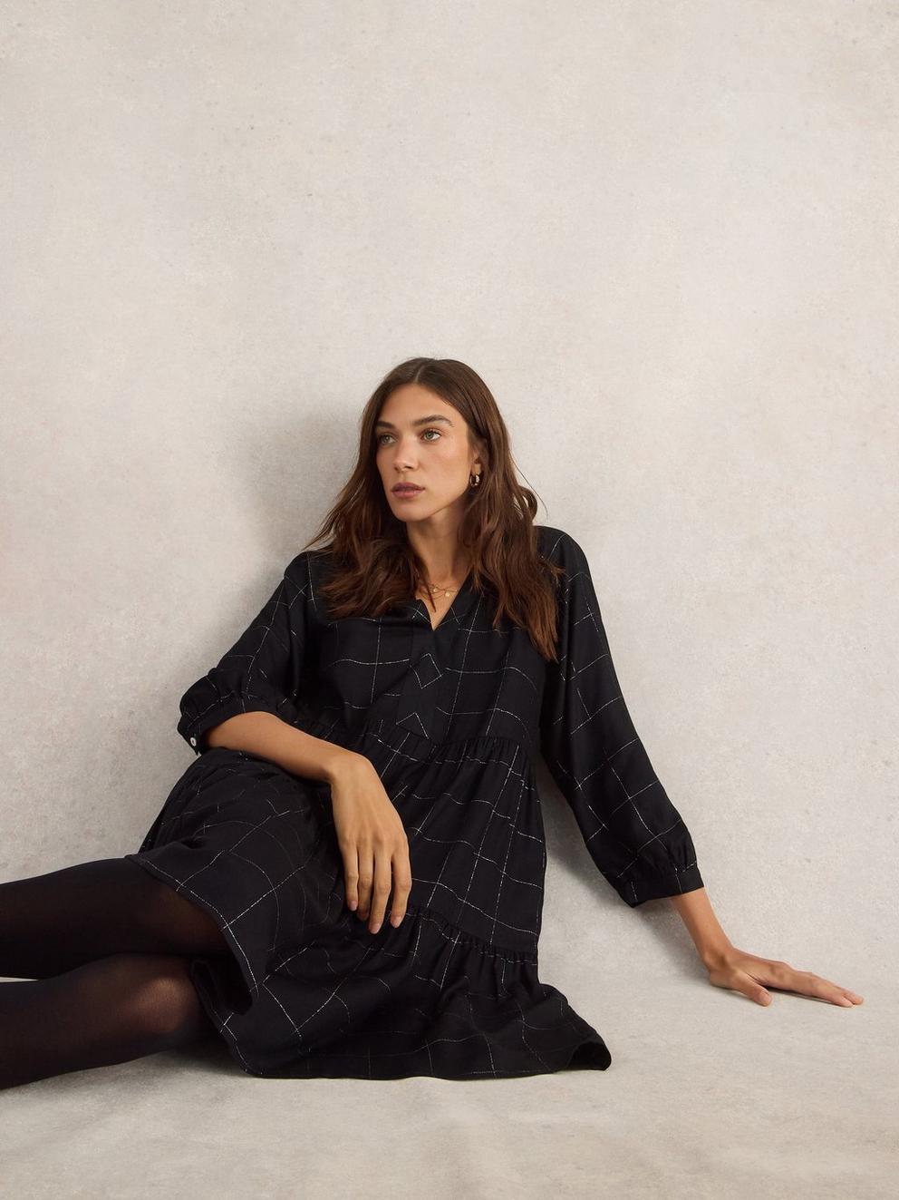 Orla Check Dress in BLK MLT - LIFESTYLE