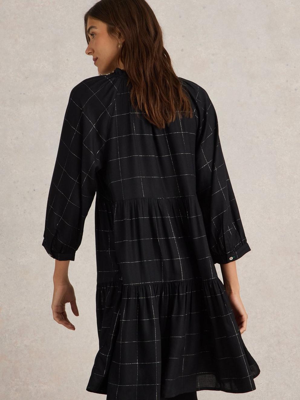 Orla Check Dress in BLK MLT - MODEL BACK
