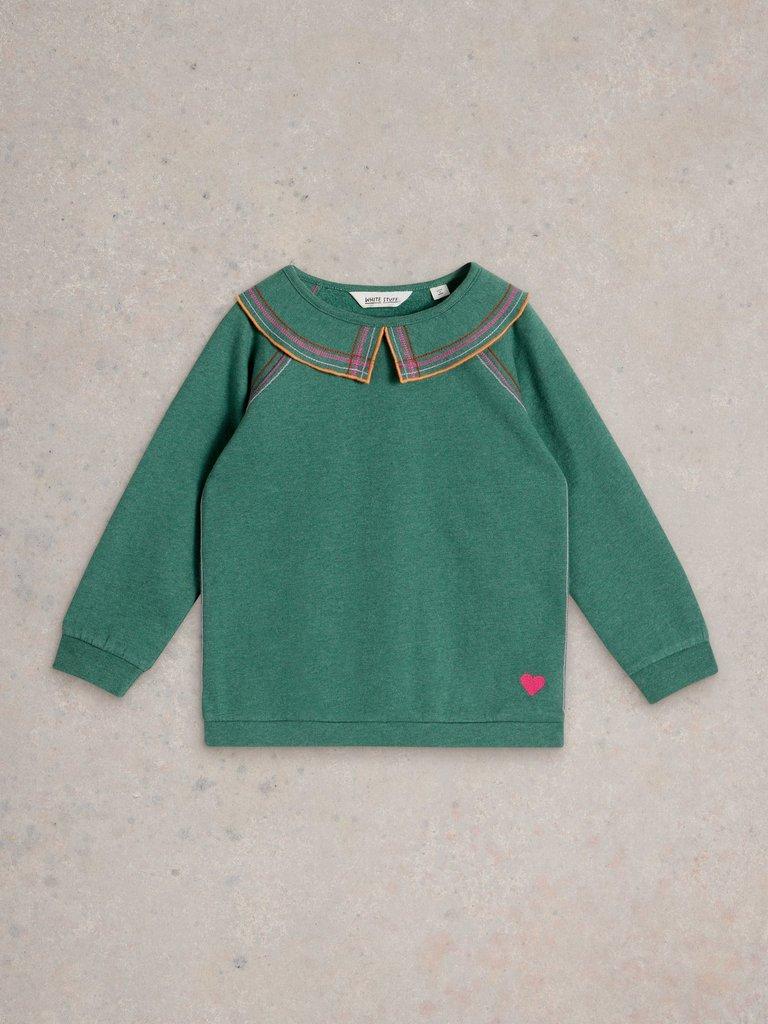 Kids Dawna Crew Neck Sweat in DK GREEN - FLAT FRONT