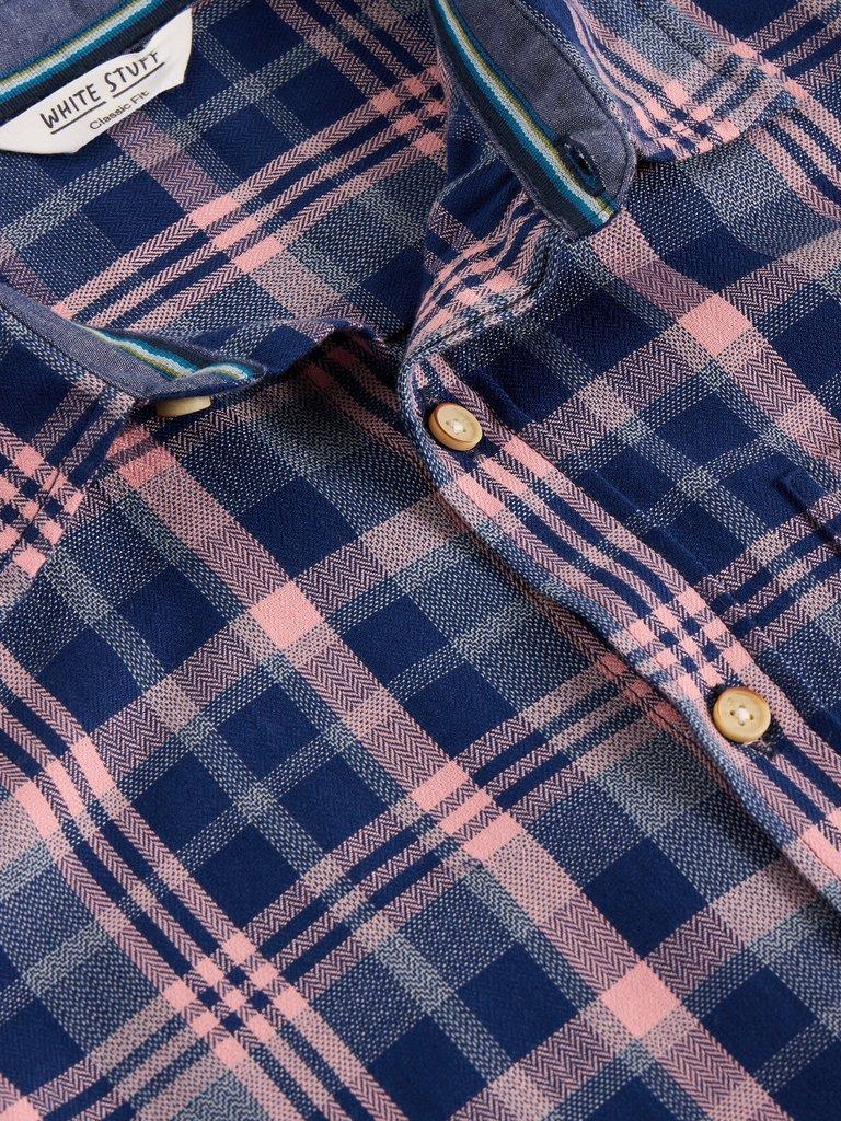 Moxley Brushed Long Sleeve Check Shirt in BLUE MLT - FLAT DETAIL