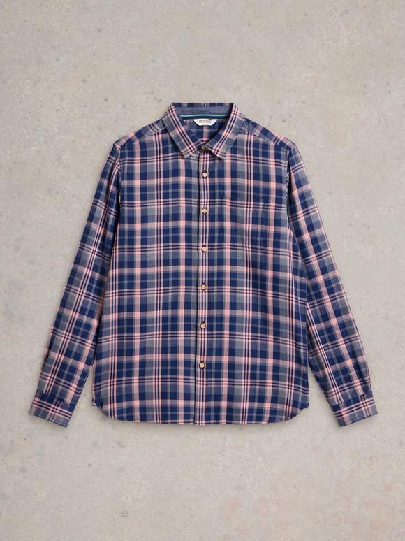 Moxley Brushed Check Shirt in MID BLUE | White Stuff