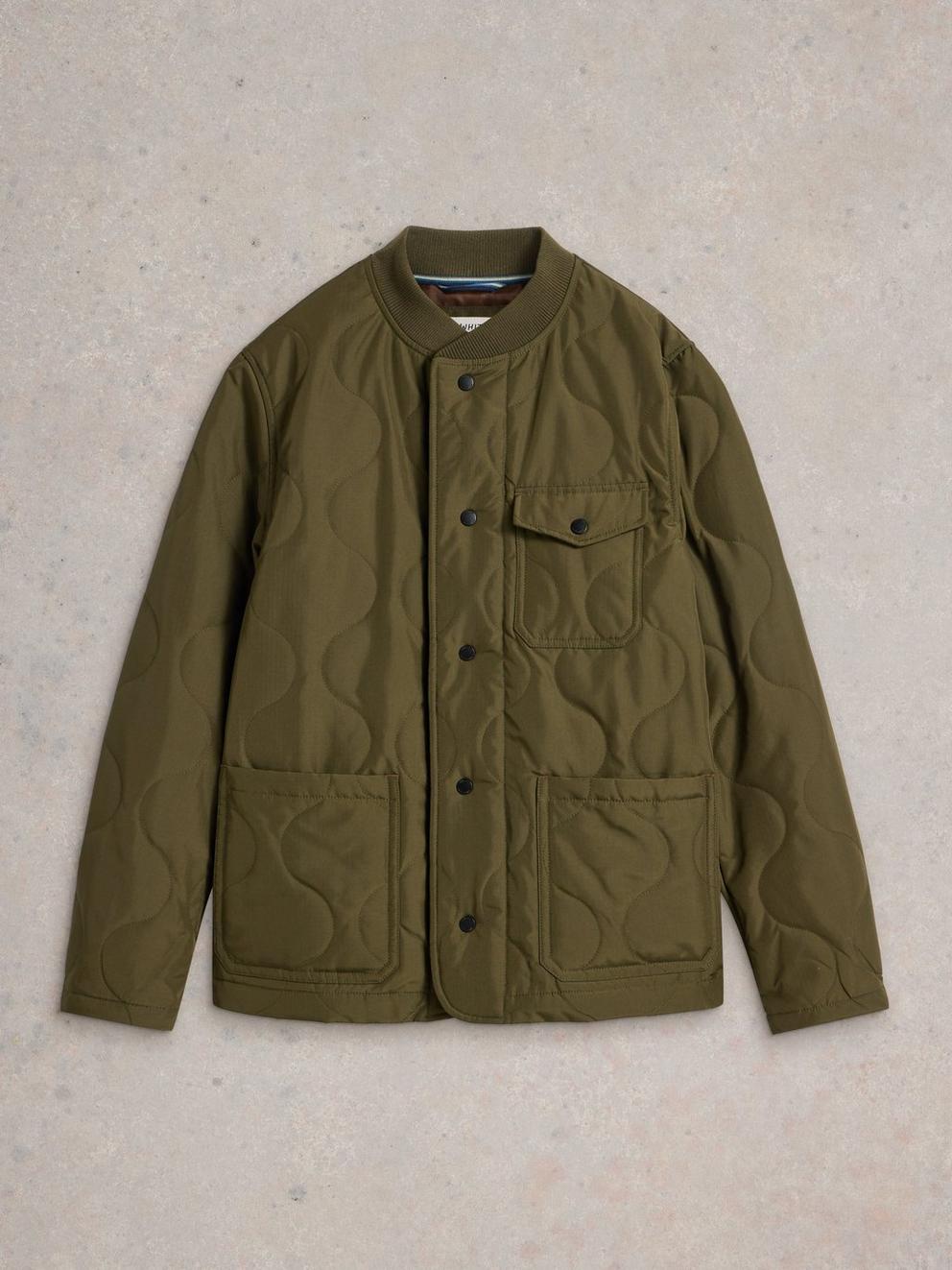 Tenby Quilted Jacket in KHAKI GRN - FLAT FRONT