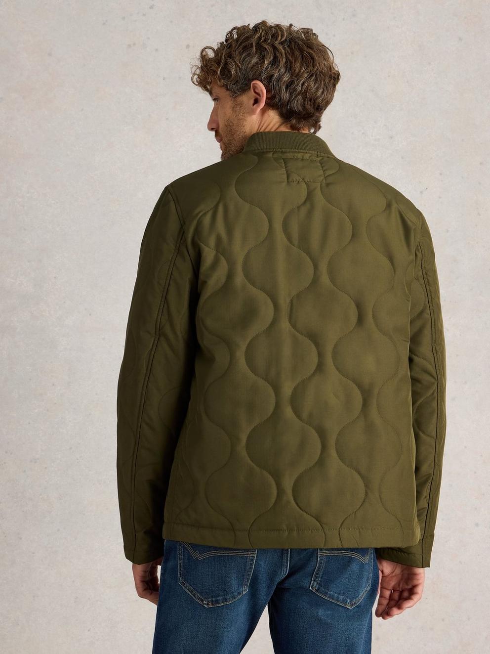 Tenby Quilted Jacket in KHAKI GRN - MODEL BACK