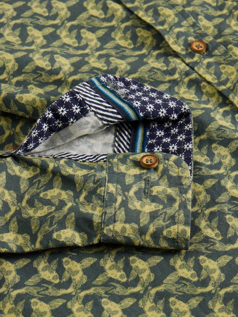 Koi Fish Printed Shirt in GREEN PR - FLAT DETAIL