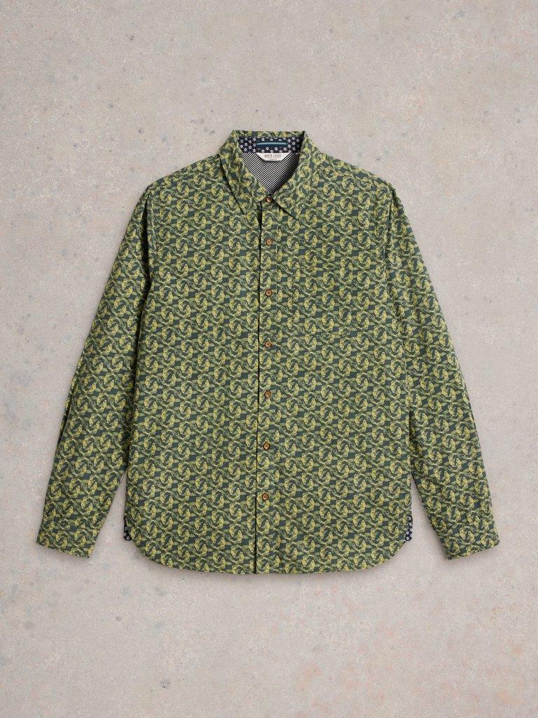 Koi Fish Printed Shirt in GREEN PR - FLAT FRONT