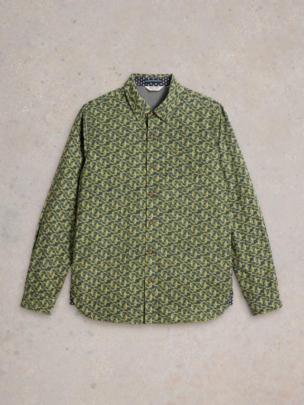 Koi Fish Printed Shirt in GREEN PR - FLAT FRONT