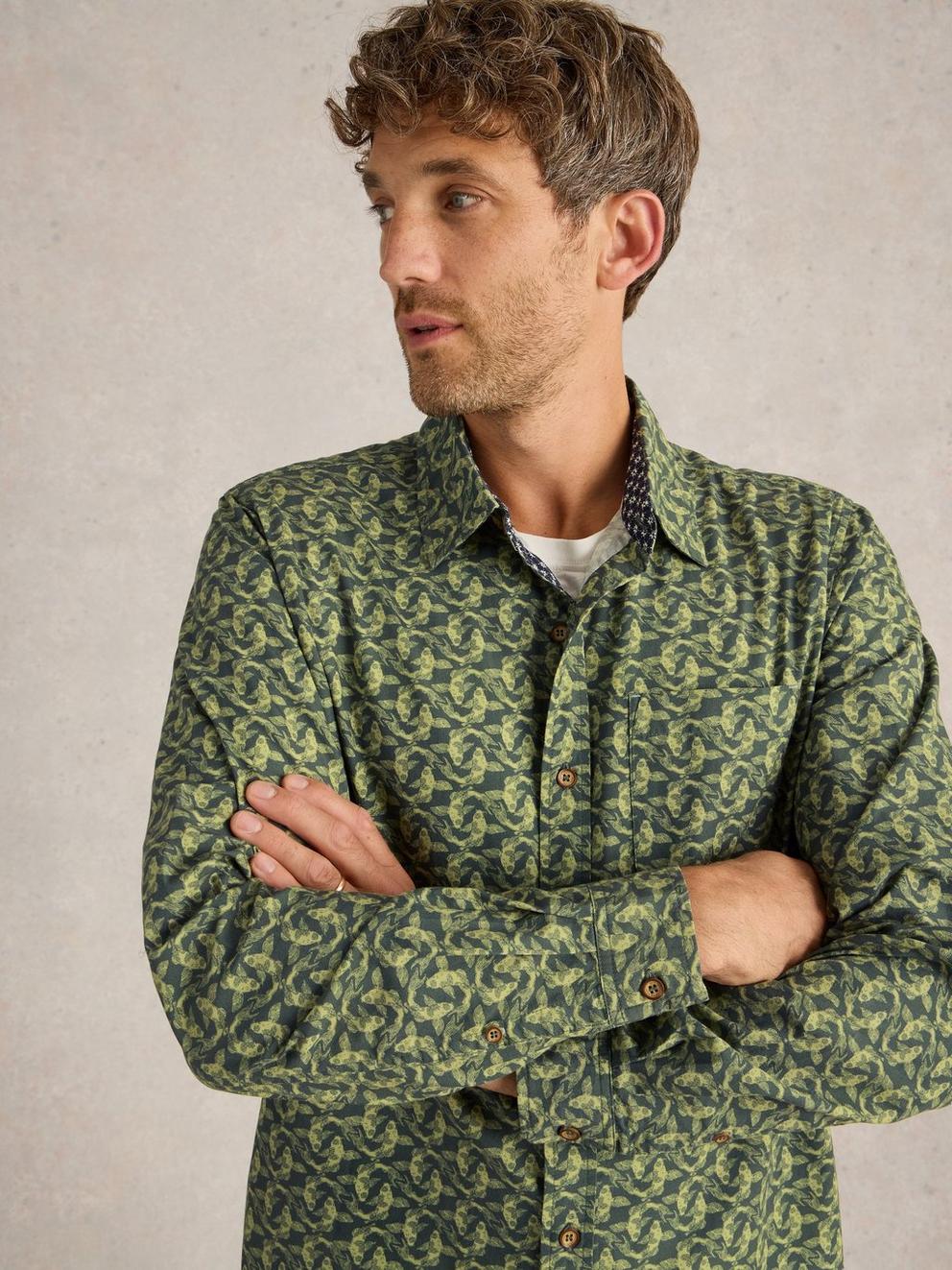 Koi Fish Printed Shirt in GREEN PR - LIFESTYLE