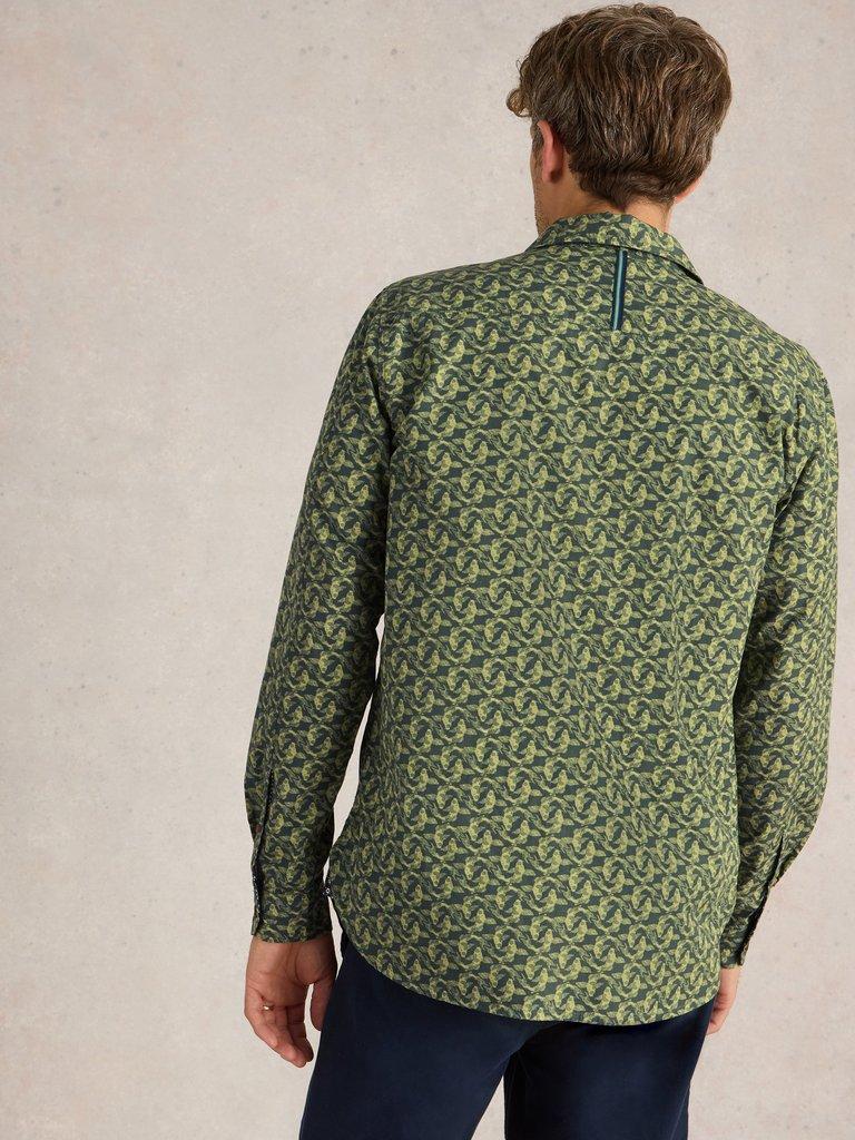 Koi Fish Printed Shirt in GREEN PR - MODEL BACK