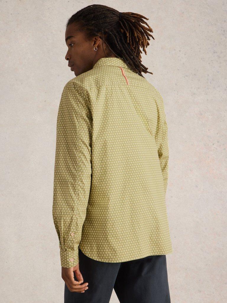 Mini Flower Printed Shirt in GREEN PR - MODEL BACK