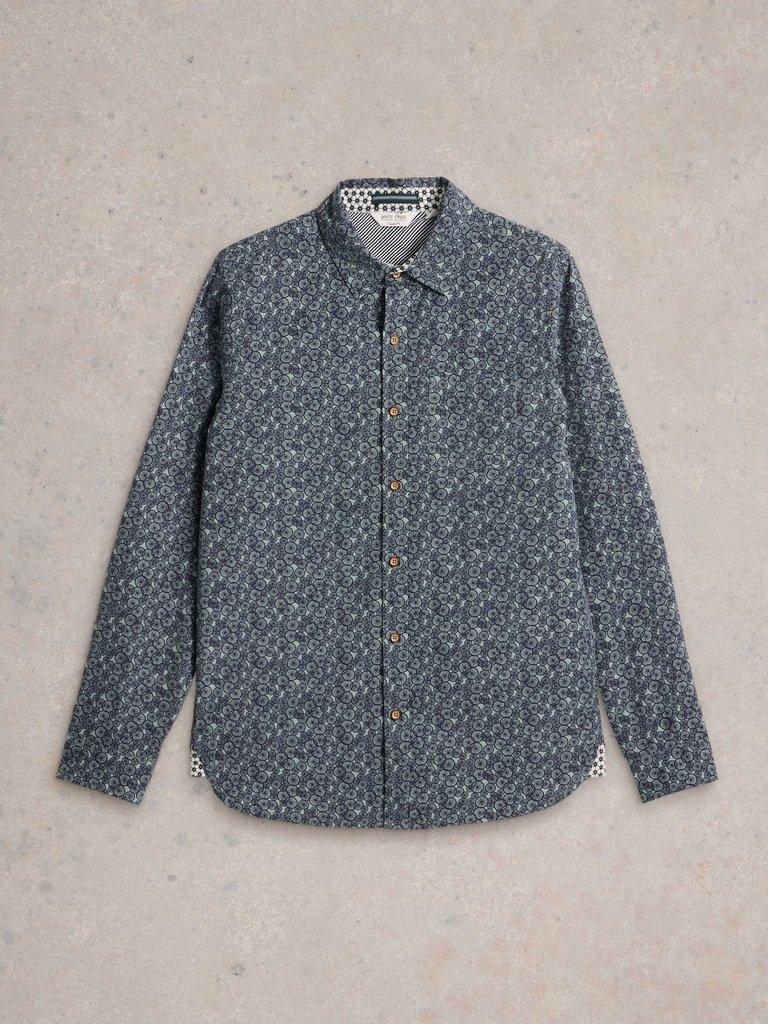 Bike Tyres Printed Shirt in NAVY PR - FLAT FRONT