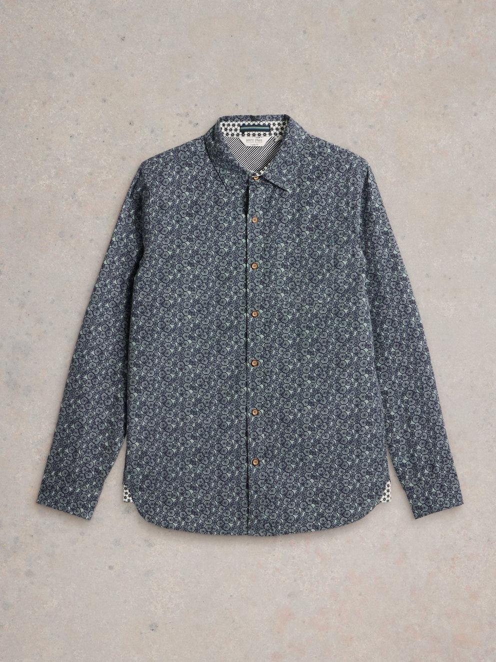 Bike Tyres Printed Shirt in NAVY PR - FLAT FRONT