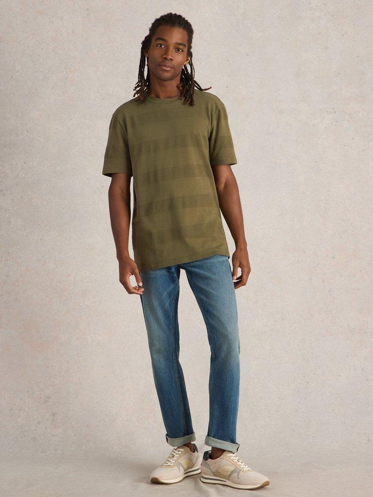 Stirling Textured Tee in KHAKI GRN - MODEL FRONT