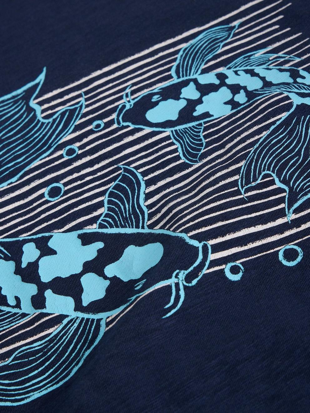 Koi Fish Graphic Tee in NAVY PR - FLAT DETAIL