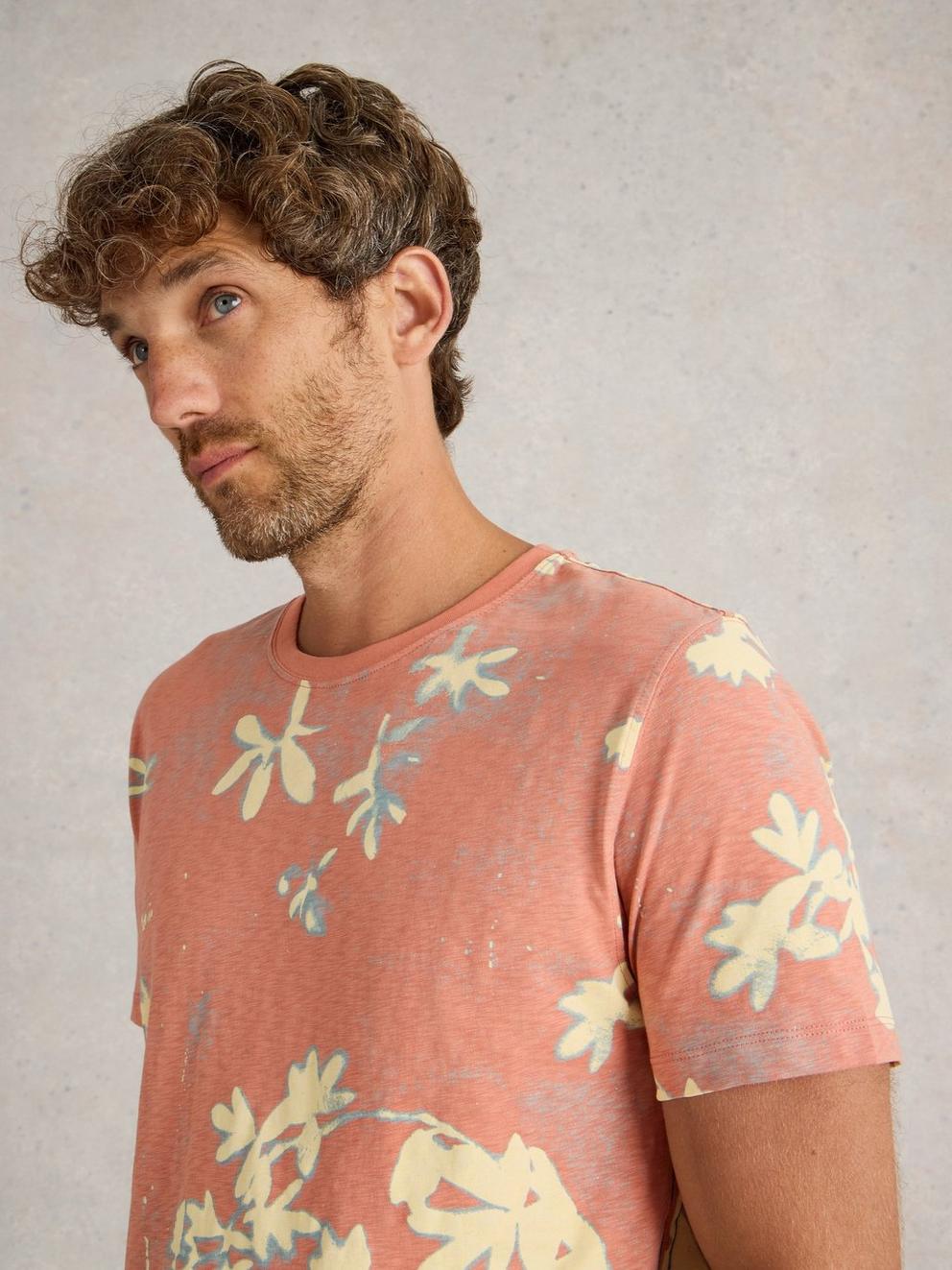 Floral Printed Short Sleeve Tee in PINK PR - MODEL DETAIL